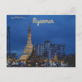 Sule Pagoda in het centrum van Yangon Myanmar Briefkaart