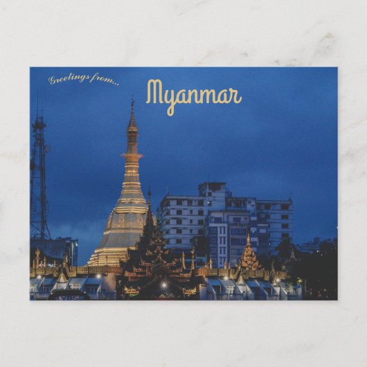 Sule Pagoda in het centrum van Yangon Myanmar Briefkaart (Voorkant)