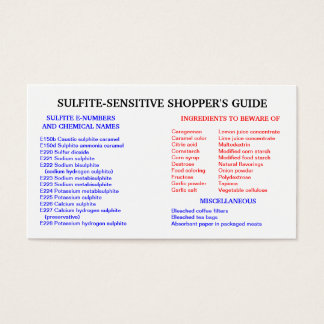 Sulfiet-Free Shopper's Guide Visitekaartje