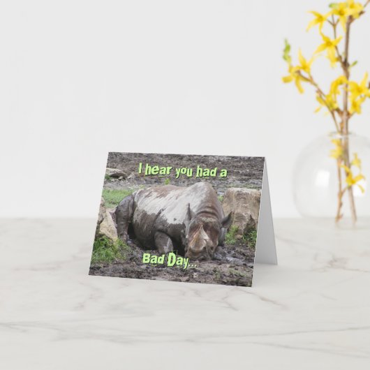 sulking rhino-Wenskaart Kaart (Gele Bloem)
