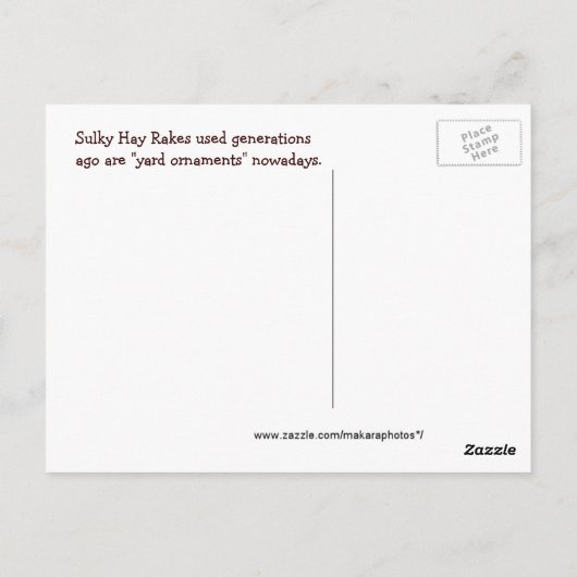  sulky hooihark briefkaart- aanpassen briefkaart (Achterkant)