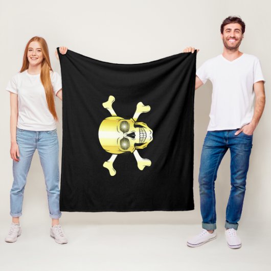 Sull Crossbones/Jolly roger/Pirate/gold/black Fleece Deken (In situ)