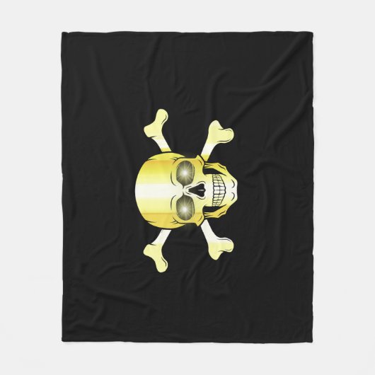 Sull Crossbones/Jolly roger/Pirate/gold/black Fleece Deken (Voorkant)