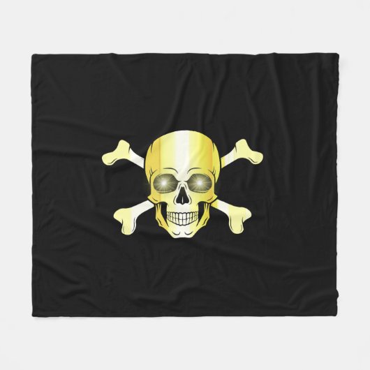 Sull Crossbones/Jolly roger/Pirate/gold/black Fleece Deken (Voorkant (Horizontaal))