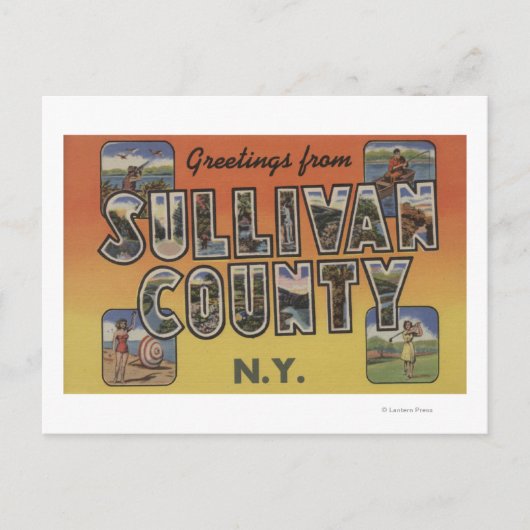 Sullivan County, New York - Large Letter Scenes Briefkaart (Voorkant)