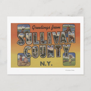 Sullivan County, New York - Large Letter Scenes Briefkaart