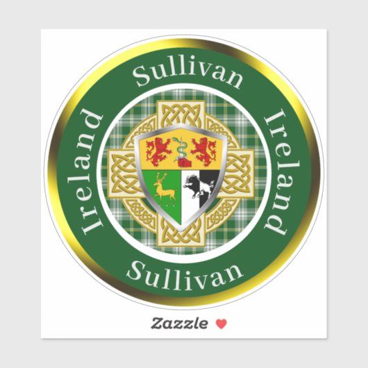 Sullivan Ierse Schild/Celtisch Kruis Persoonlijk Sticker (Vel)