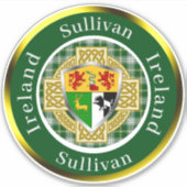 Sullivan Irish Shield/Celtic Cross Personalized Sticker (Voorkant)