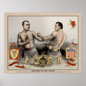  Sullivan vs. Kilrain Illustrated Hoesje Pos Poster (Voorkant)