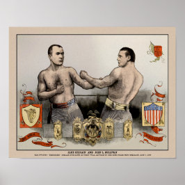 Sullivan vs. Kilrain Illustrated Hoesje Pos Poster