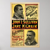  Sullivan vs. Kilrain Illustrated Hoesje Poster (Voorkant)