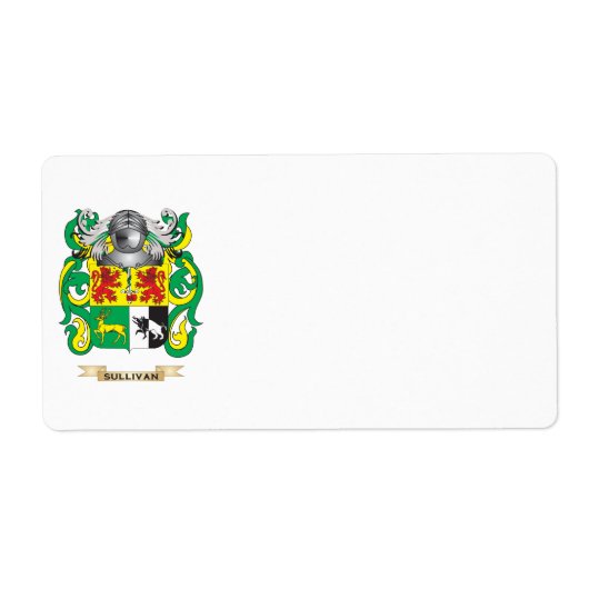 Sullivan Wapen (Family Crest) Etiket (Voorkant)