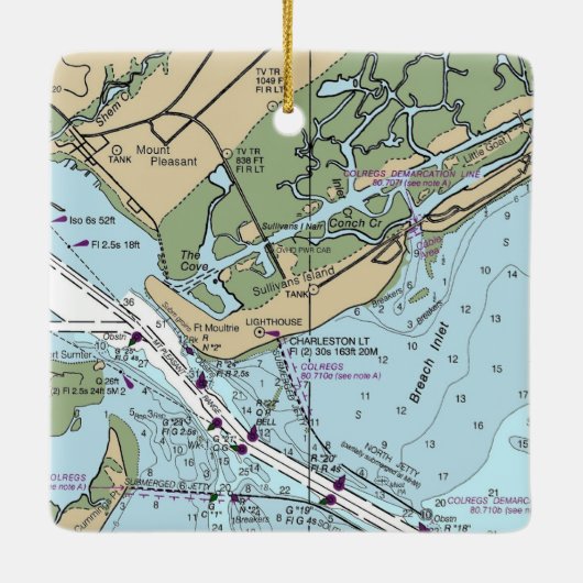 Sullivan's Island South Carolina Chart Keramisch Ornament (Achterkant)