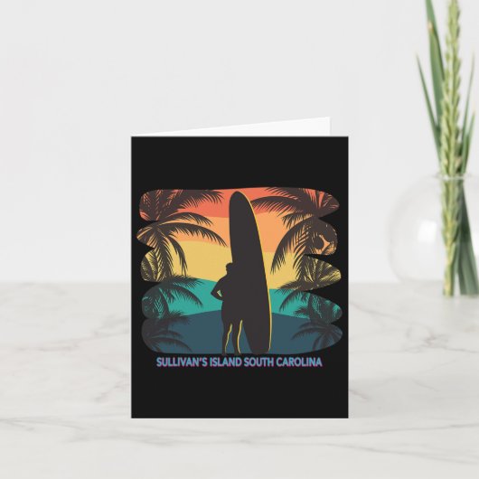 Sullivan's Island South Carolina Sc Palm Tree Surf Kaart (Voorkant)