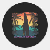 Sullivan's Island South Carolina Sc Palm Tree Surf Ronde Sticker (Voorkant)