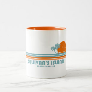 Sullivan's Island South Carolina Zonnepalmboom Tweekleurige Koffiemok