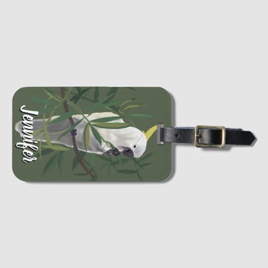 Sulphur-Crested Cockatoo in Tree Illustration Bagagelabel (Voorkant (horizontaal))