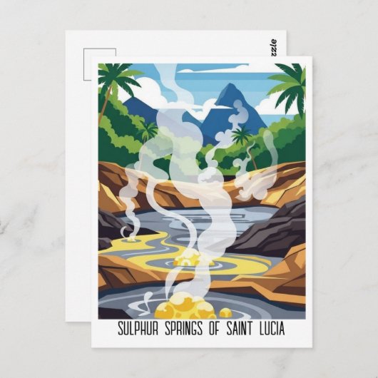 Sulphur Springs of Saint Lucia Travel Briefkaart (Voorkant / Achterkant)