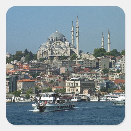 Sultan Ahmed & Istanbul panorama, Turkije Vierkante Sticker (Voorkant)