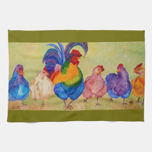 sultan en zijn kuikens - keukenhanddoek (Horizontaal)