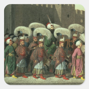 Sultan Mahmud II in Procession, 1809 Vierkante Sticker