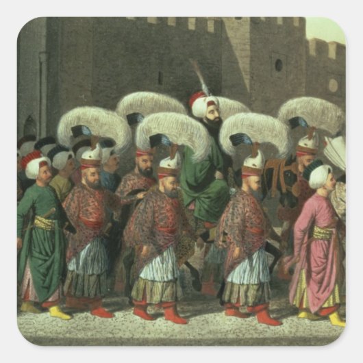 Sultan Mahmud II in Procession, 1809 Vierkante Sticker (Voorkant)