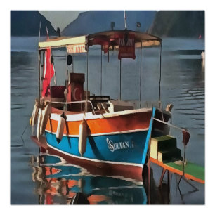 Sultan Taxi Boat Marmaris Nautical Art Poster