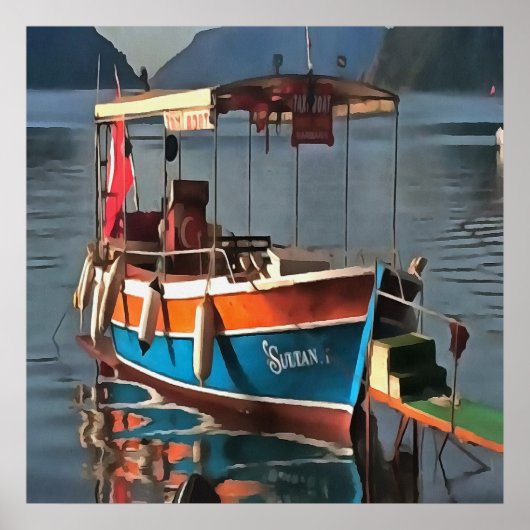 Sultan Taxi Boat Marmaris Nautical Art Poster (Voorkant)