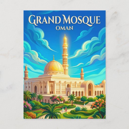 Sultansmoskee van Qaboos Oman Briefkaart (Voorkant)