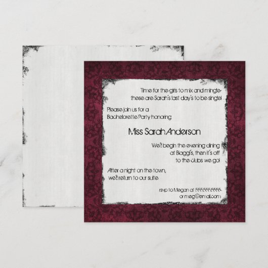 Sultry Floral Bachelorette Party Invitation Kaart (Voorkant / Achterkant)