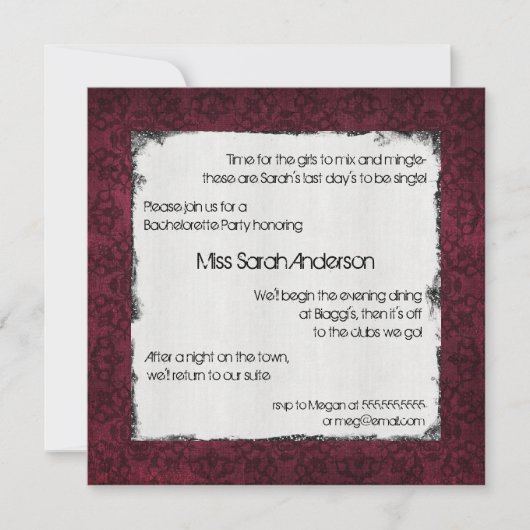 Sultry Floral Bachelorette Party Invitation Kaart (Voorkant)