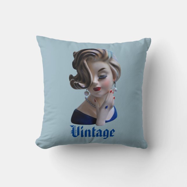 Sultry Lady Diva met manicure Head Vase Kussen (Voorkant)