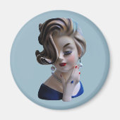 Sultry Lady Diva met manicure Head Vase Magneet (Voorkant)