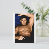 Sultry Man op Bed - origineel schilderij Briefkaart (Staand voorkant)