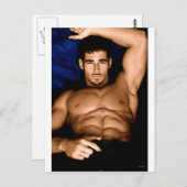 Sultry Man op Bed - origineel schilderij Briefkaart (Voorkant / Achterkant)