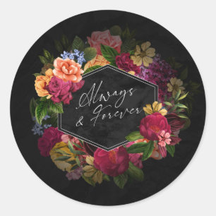 Sultry Nights Floral Wedding Altijd voor altijd ID Ronde Sticker
