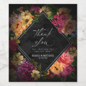 Sultry Nights Floral Wedding Bedankt ID829 Wijn Etiket (Enkel label)
