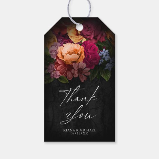 Sultry Nights Floral Wedding Bedankt V2 ID829 Cadeaulabel (Voorkant)