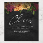 Sultry Nights Floral Wedding Cheers ID829 Wijn Etiket (Enkel label)