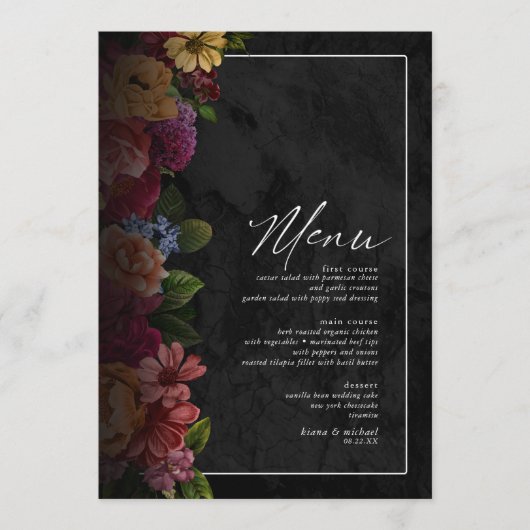 Sultry Nights Floral Wedding ID829 Menu (Voorkant)