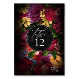 Sultry Nights Floral Wedding ID829 Table Number Kaart