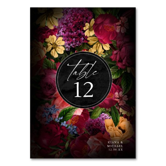 Sultry Nights Floral Wedding ID829 Table Number Kaart (Voorkant)