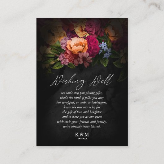 Sultry Nights Floral Wedding Wishing Well V3 ID829 Informatiekaartje (Voorkant)