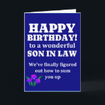 Sum up zoon in wet verjaardag kaart<br><div class="desc">wenskaarten van de schoonzoon,  zoon in de wetskaarten</div>