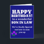 Sum up zoon in wet verjaardag kaart<br><div class="desc">wenskaarten van de schoonzoon,  zoon in de wetskaarten</div>