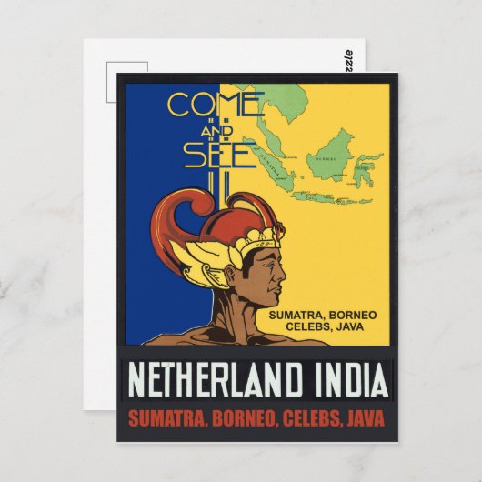 Sumatra, Borneo, Celebs, Java, Nederland India Briefkaart (Voorkant / Achterkant)