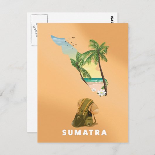 Sumatra illustreerde kaartreisposter briefkaart (Voorkant / Achterkant)