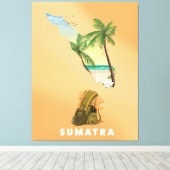 Sumatra illustreerde kaartreisposter canvas afdruk (Insitu (Houten vloer))