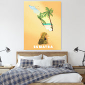 Sumatra illustreerde kaartreisposter canvas afdruk (Insitu (Slaapkamer))