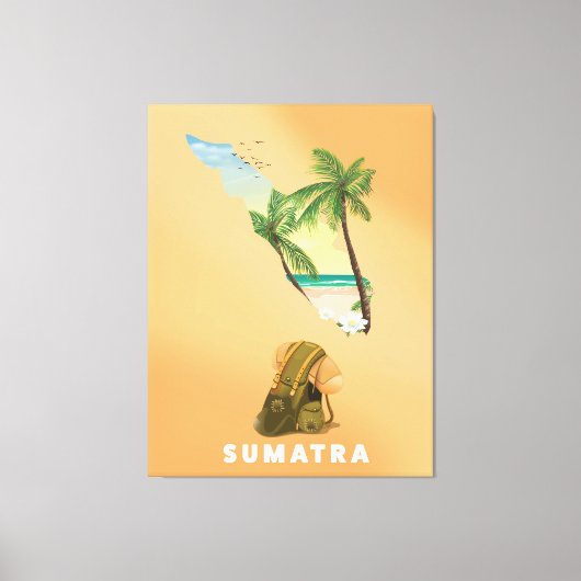 Sumatra illustreerde kaartreisposter canvas afdruk (Voorkant)